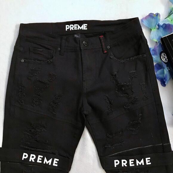 Preme NWOT Black Distressed Skinny Jeans Men 32 - Picture 3 of 10